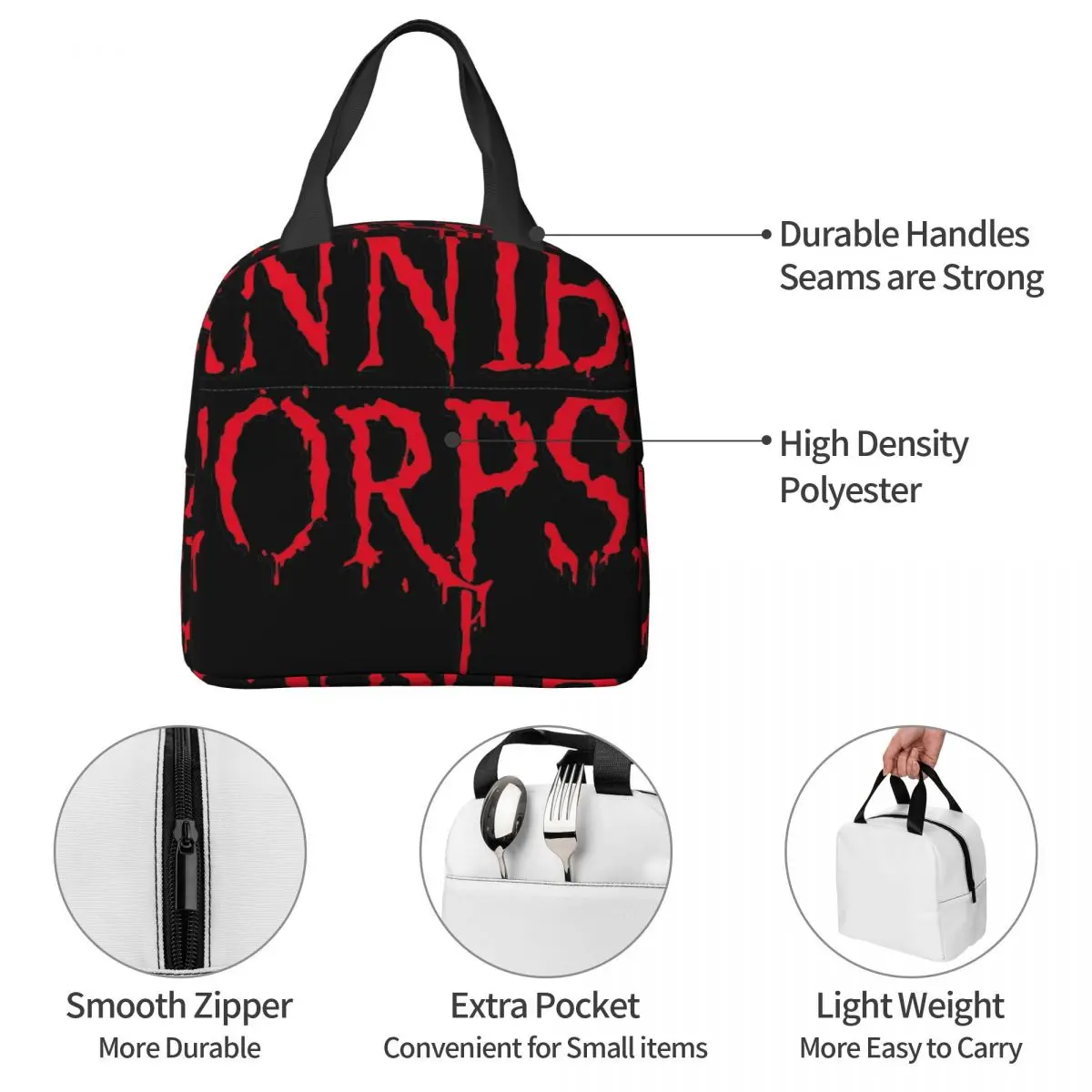 Cannibal Corpse Symbol Lunch Bag Insulation Bento Pack Aluminum Foil Rice Bag Meal Pack Ice Pack Student Bento Lunch Handbag