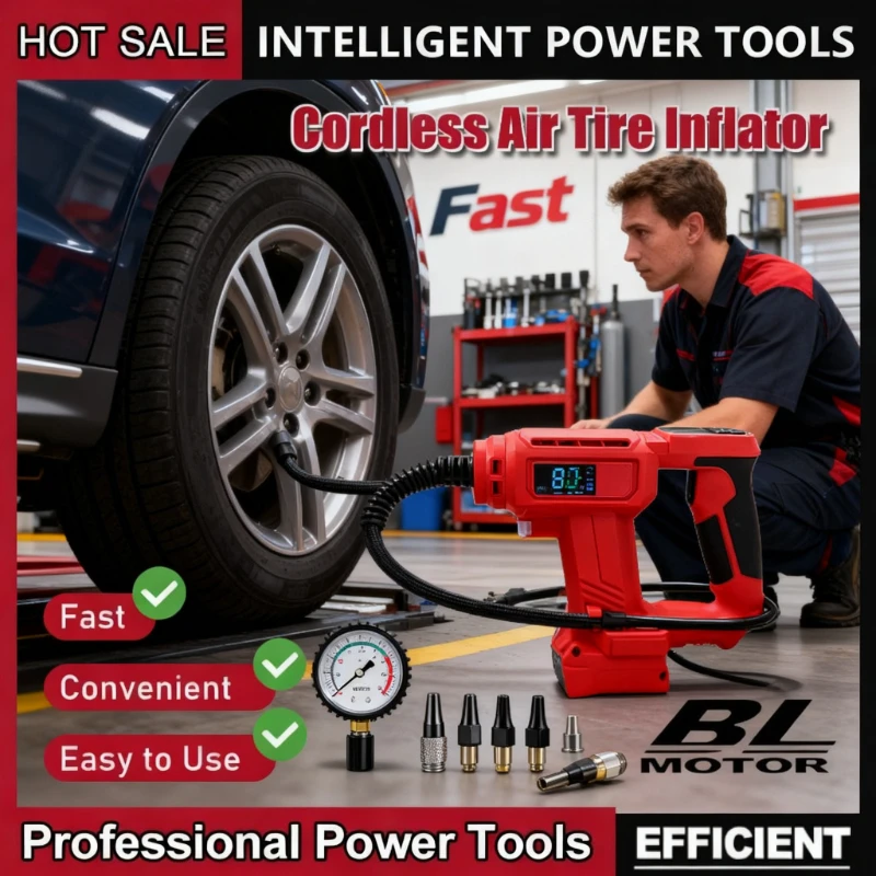 Подходит для беспроводного воздушного насоса Milwaukee, портативный автомобильный насос для накачивания шин, воздушный компрессор с цифровым дисплеем, надувной насос для лучшего 18 В
