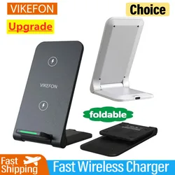 VIKEFON Wireless Charger Stand Pad Foldable For iPhone 15 14 13 12 Samsung Xiaomi Lg Type C Induction Fast Charging Dock Station