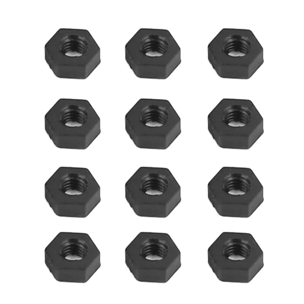 100 pcs M3 thread insert lock fixing screw nylon nuts hexagonal black