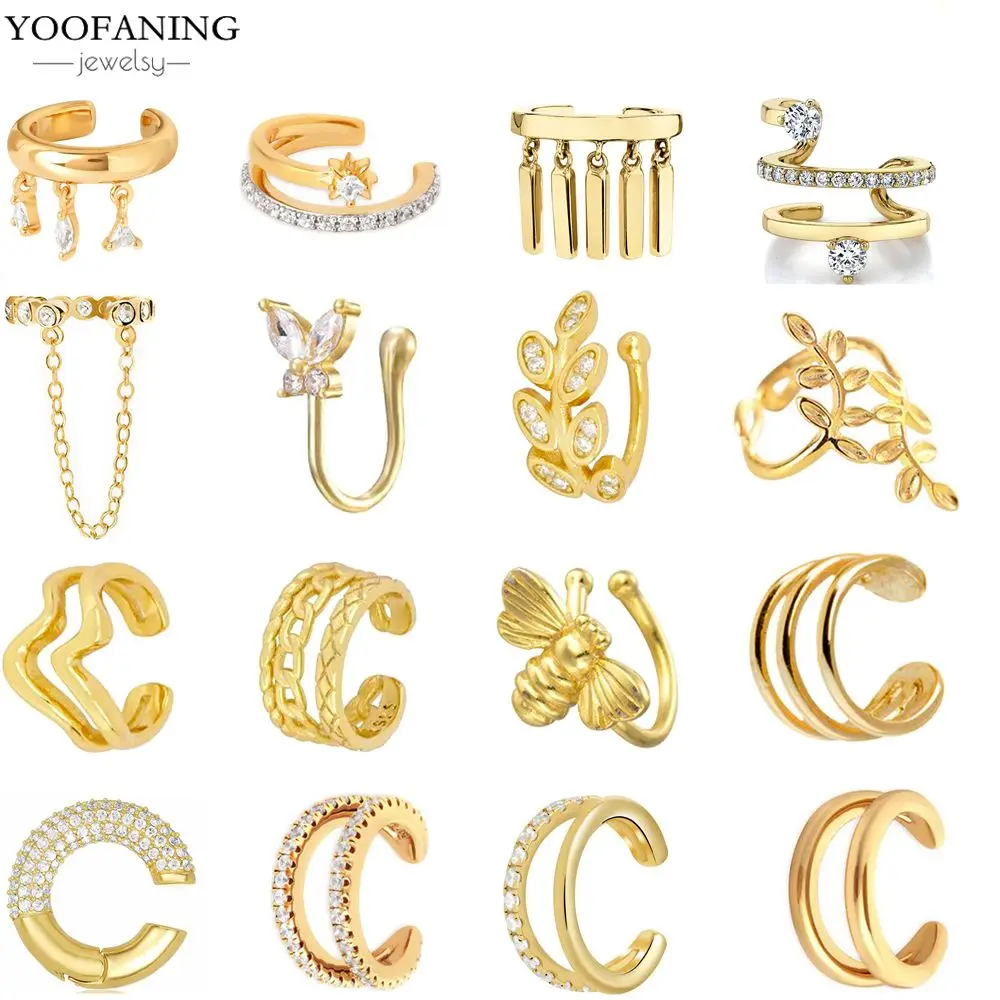 

1PC 2025 Fashion Hot Selling Hot Selling Crystal Women's Ear Clip Retro 24k Gold Irregular Earrings Exquisite Jewelry Gift Party