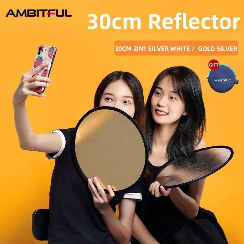 30cm 2in1 Multi-Disc Diffuers Light Round Reflector With Bag Portable Collapsible Silver Gold White for Photography Studio