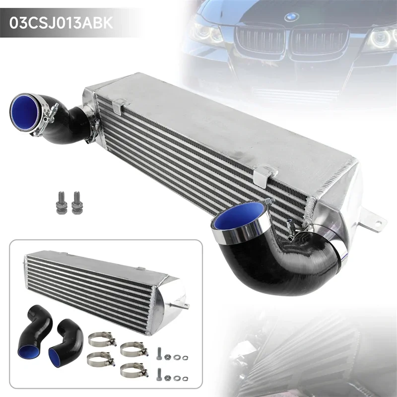 Aluminum Twin Turbo Intercooler Kit Fits For BMW N54 3.0L 135i E82/E88 335i/335xi E90/E92/E93 06-11 Front Mount Bar & Plate