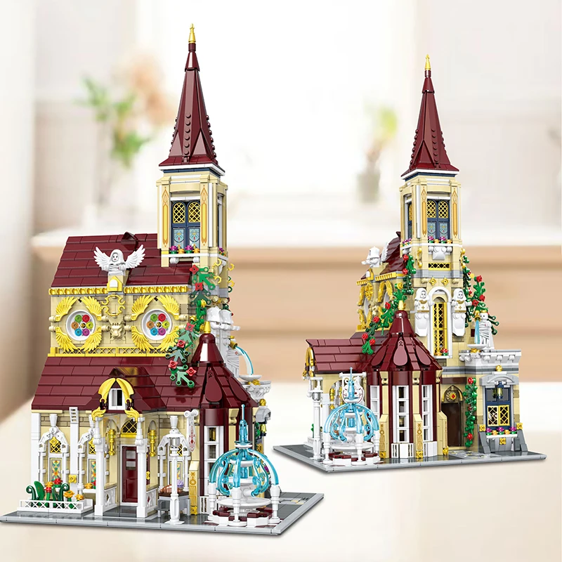 Rosary Abbey Building Blocks MOC 33203 Model Bricks City Street View Medieval Church Architecture Ideas Toy Gift Kids Girls Boys