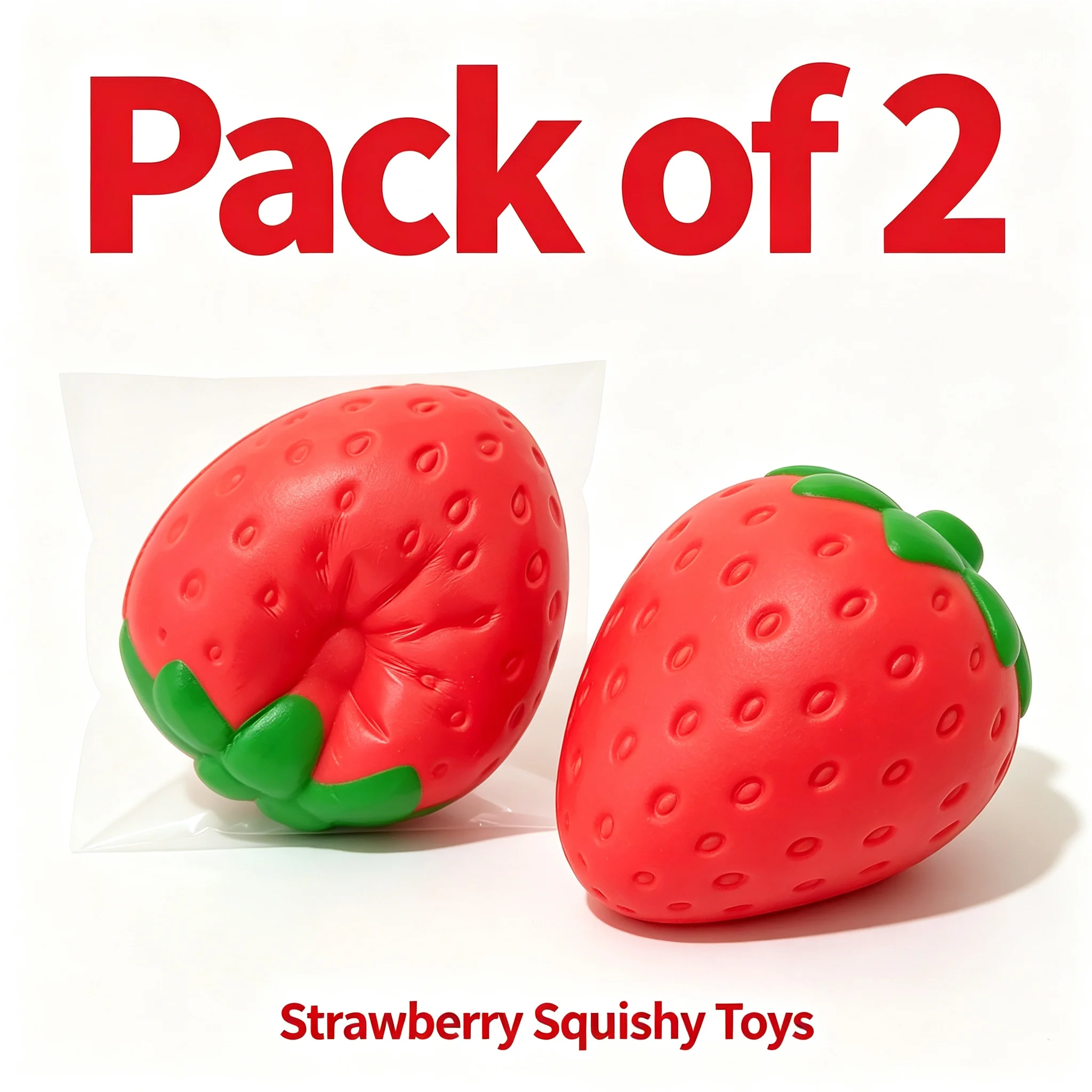 

2Pcs oversized fruit strawberry pinch toy, red feel q bomb soothing educational toy set, office school stress relief squeeze pinch, suitable for party gifts, Christmas gifts, candy bag fillers, Easter basket fillers, gifts, office leisure, desktop accesso