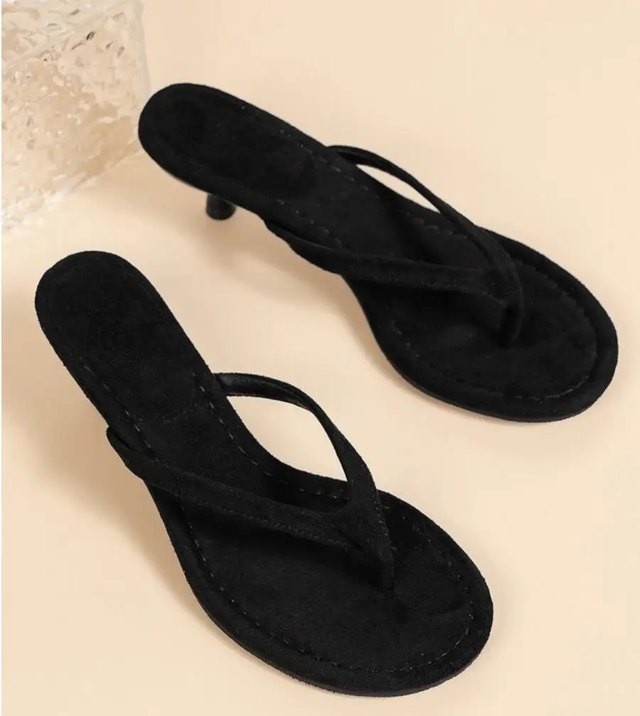 2026 Summer Fashion Thin Low Heels Slippers Women Round Clip Toe Beach Casual Sandals Flip Flops Mules Shoes Zapatos De Mujer image 5