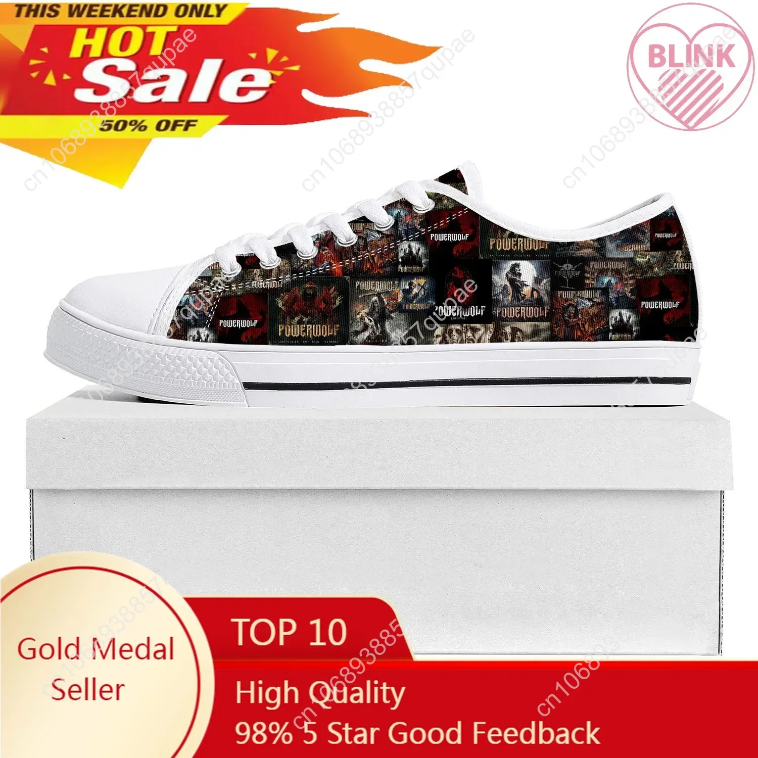 Power Metal Powerwolf Rock Band Low Top High Quality Sneakers Mens Womens Teenager Canvas Sneaker Couple Shoes Custom Shoe White