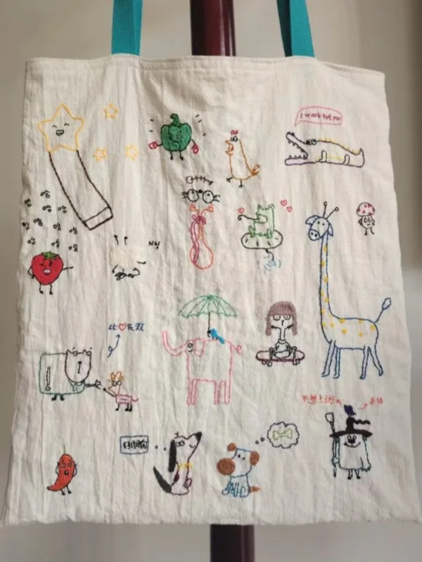 

Японская холщовая сумка с вышивкой Sle fiti, универсальная сумка Lazy Sloppy Feel, пригородная сумка на одно плечо, большая сумка