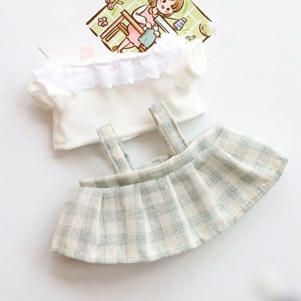 For 1/12Bjd Doll Clothes Suit Cute Tops T-shirt Lantern Suspender Pants Lattice Skirt Vest Shorts For 20CM Idol Dolls Accessorie