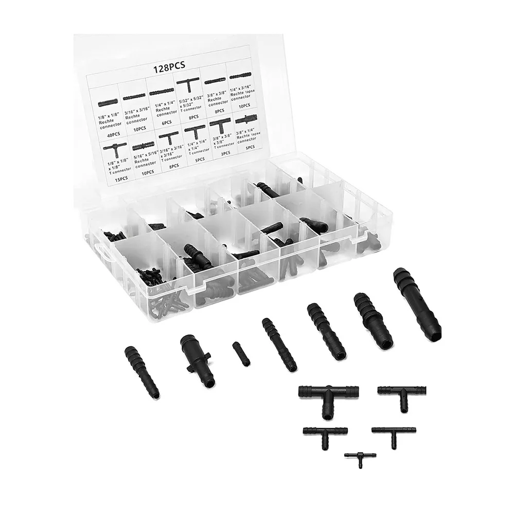 128PCS Vacuum Connector Kit Nylon Tee Fittings for Automotive Wiper Systems Glass Washers and Water Spray Pipe Joints