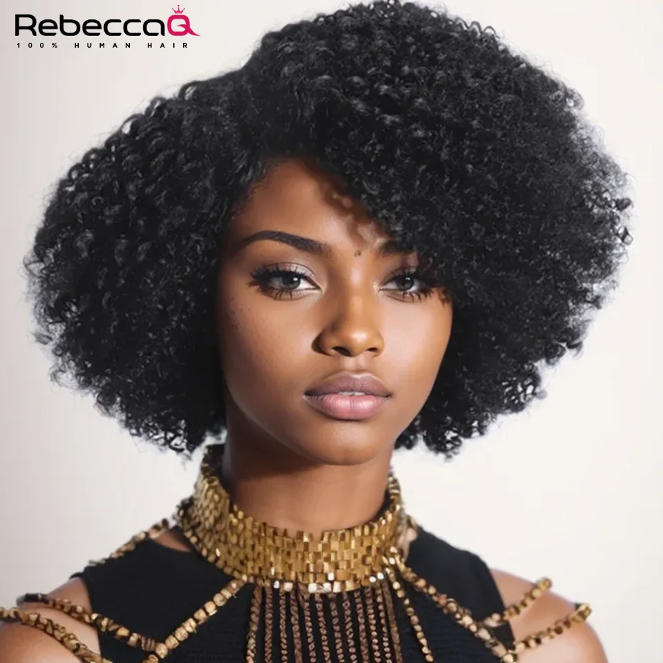 

Short Curly Human Hair wig for Women Afro Kinky Curly Wig Human Hair Ready TO Wear Part Lace Glueless Short Pixie Curly Afro Wig