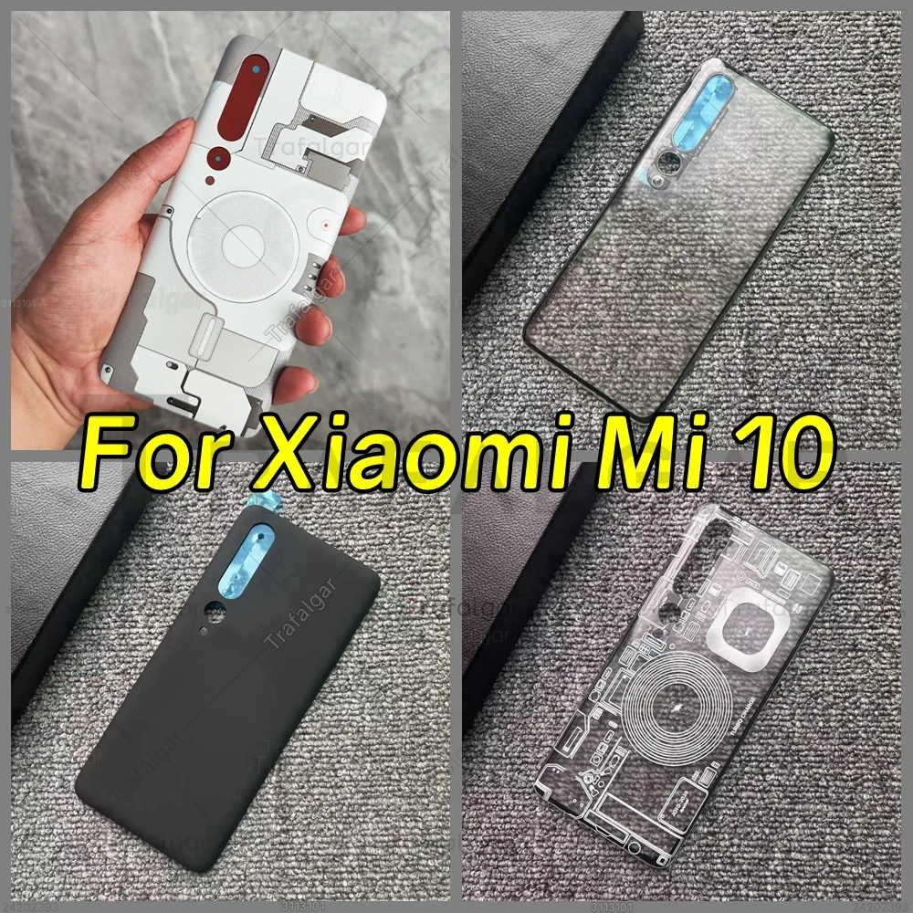 Plastic Battery Back Cover For Xiaomi Mi 10 5G M2001J2G M2001J2I Rear Housing Door Case Replacement with Adhesive Sticker