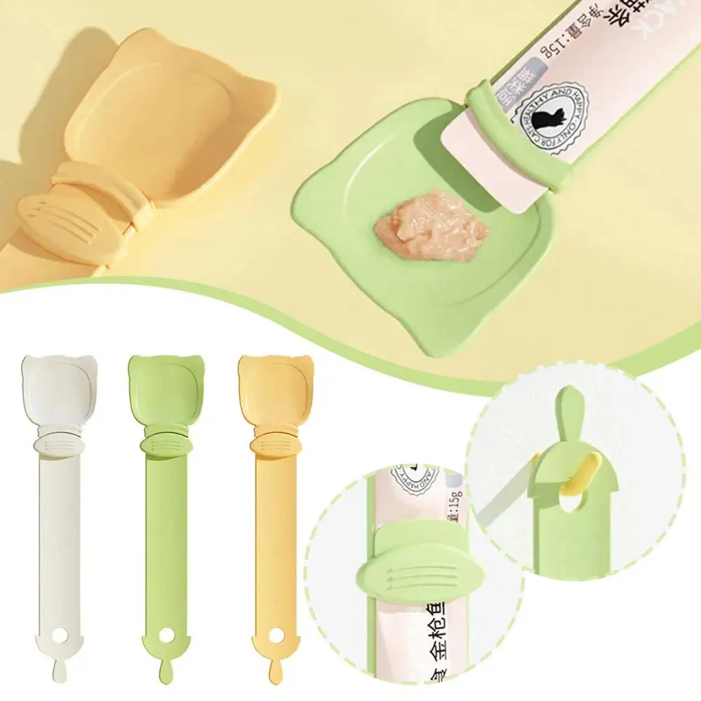 Pet Feed Spoon Food Scoop Cat Strip Squeezer Feeder Dispenser Indoors Puppy Kitten Snack Liquid Food Scoop Kitty Pet Supplies