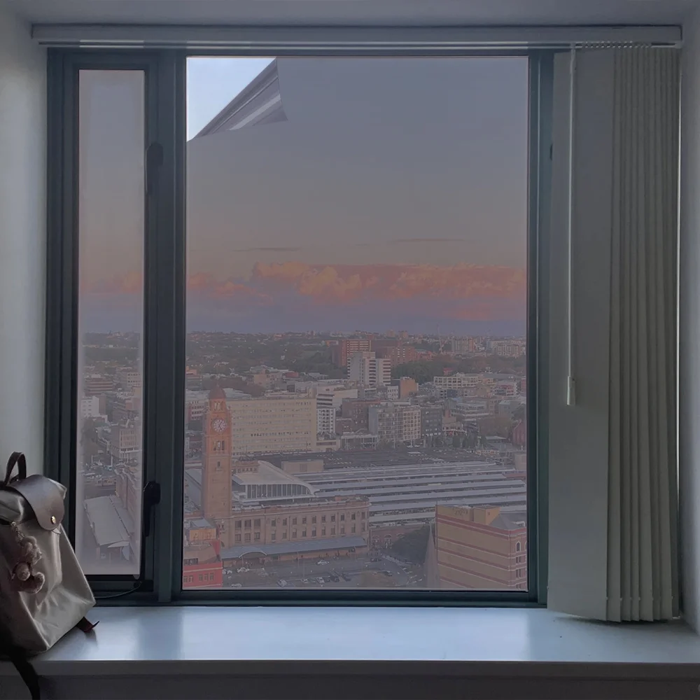 Black Silver One Way Privacy Window Film 40-90cm Sun Block Reflective Heat Control for Home Balcony Office Glass