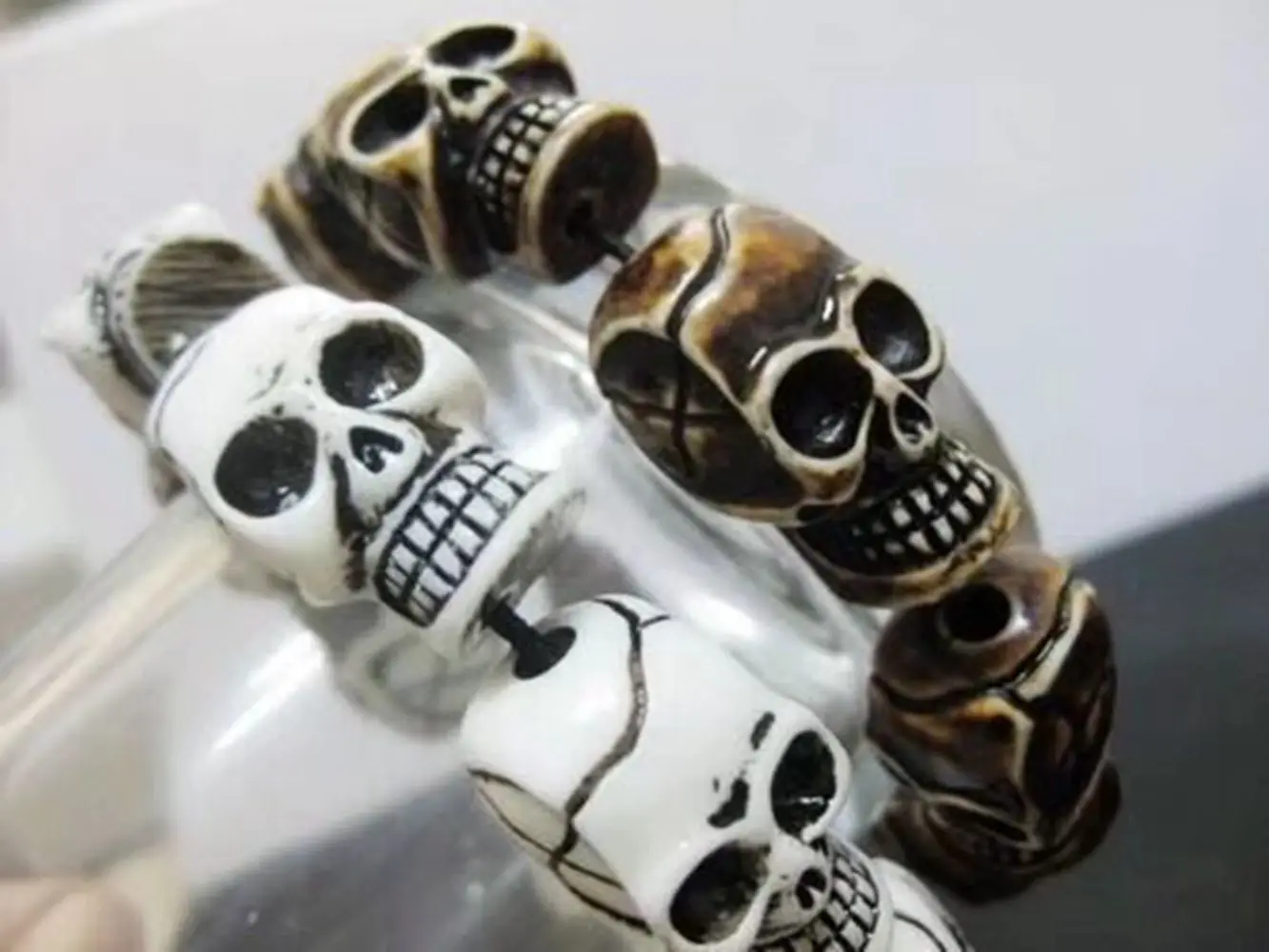 بيع 2 قطع الجمجمة الرجال سوار الحد الياك العظام المواد العظام الفن خمر أساور للرجل