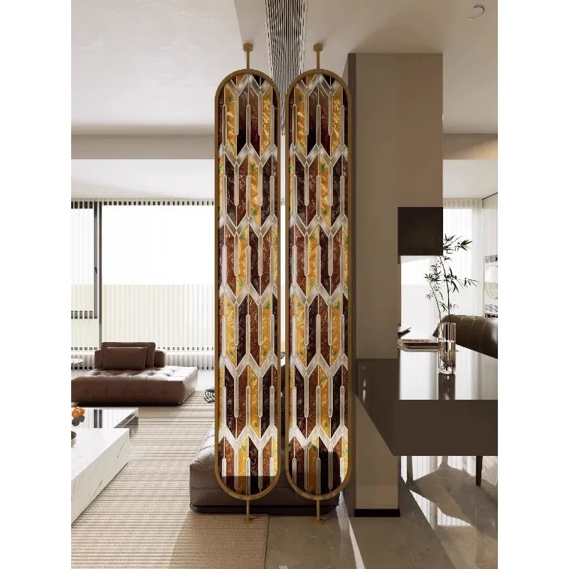 Enamel Art Glass Screen Living Room Entrance Door Partition Wall Bedroom American European French Style