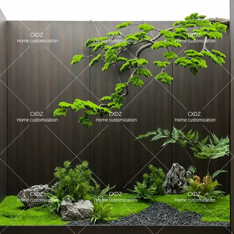 Simulation hanging cliff-type pine branches welcome pine wall hanging side hanging upside down pine tree entrance window