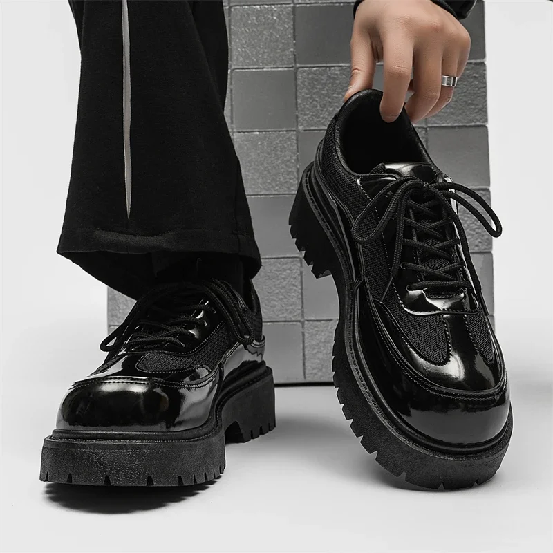 

Platform Sneakers for Men High Quality PU Leather Casual Shoes for Men Fad Chunky Thick Derby Shoes Mens Shoes Zapatillas Hombre