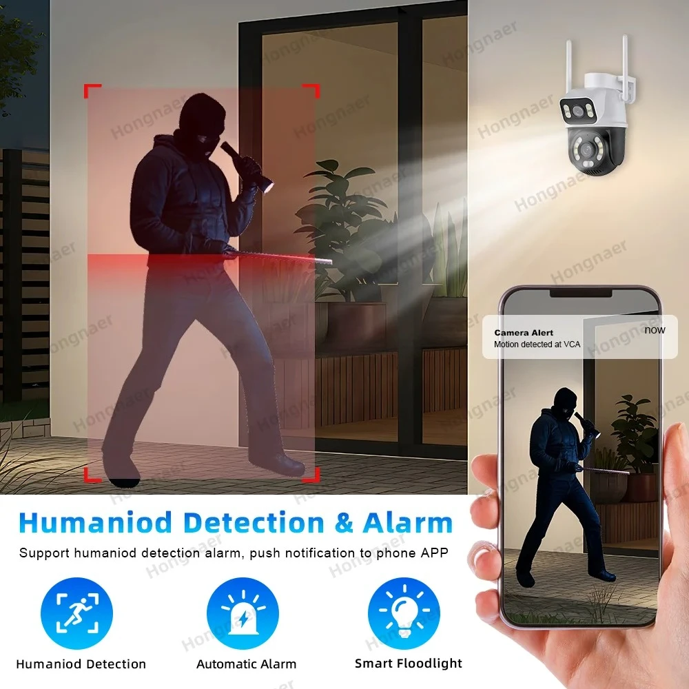 Hongnaer 6mp 4ch lente dupla casa ip vigilância sistema de câmera segurança kit icsee touchscreen lcd nvr sem fio wifi cctv sistema câmera