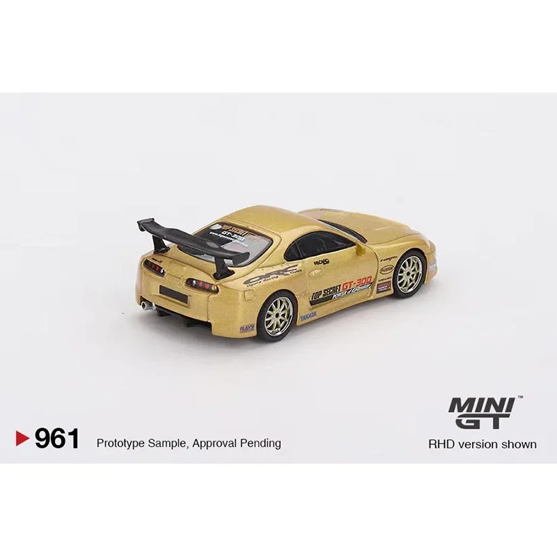 Pré-venda minigt 961 1:64 toyota supra a80 topo secreto gt300 topo secreto ouro diecast modelo coleção brinquedos