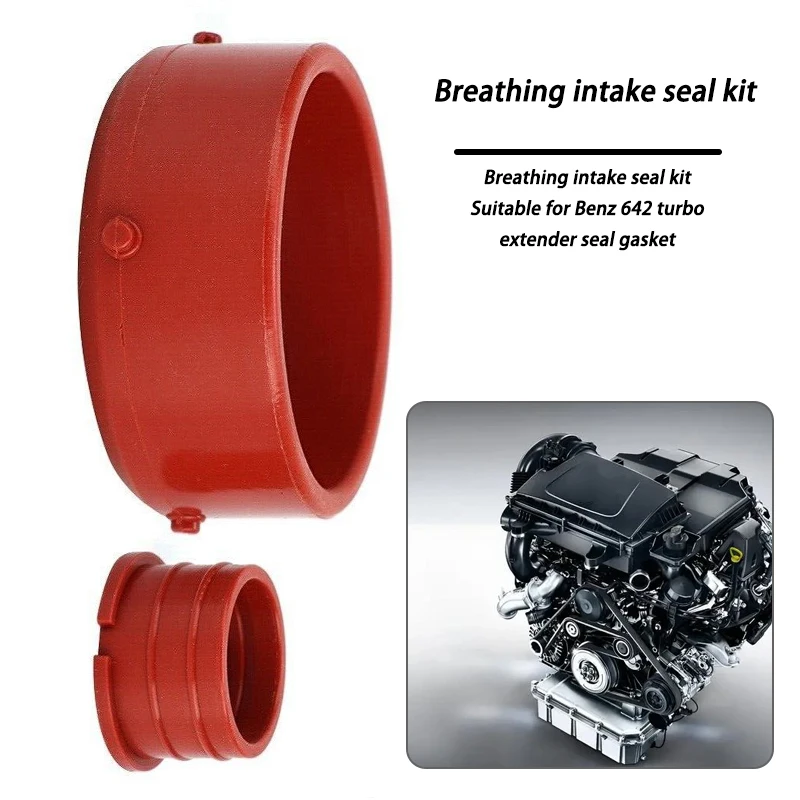 2pcs/Set Red Turbo & Breather Intake Seal Kit For Mercedes-Benz OM642 Seal Kit Seal Kit Pistons Accesories 6420940080 6420940580