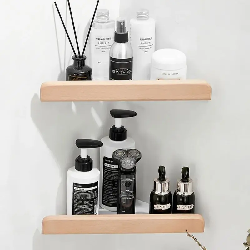 White Wooden Bathroom Triangle Shelf Bathroom Accessories Aluminum Bathroom Shower Storage Rack Corner Rack Bathroom Shelving