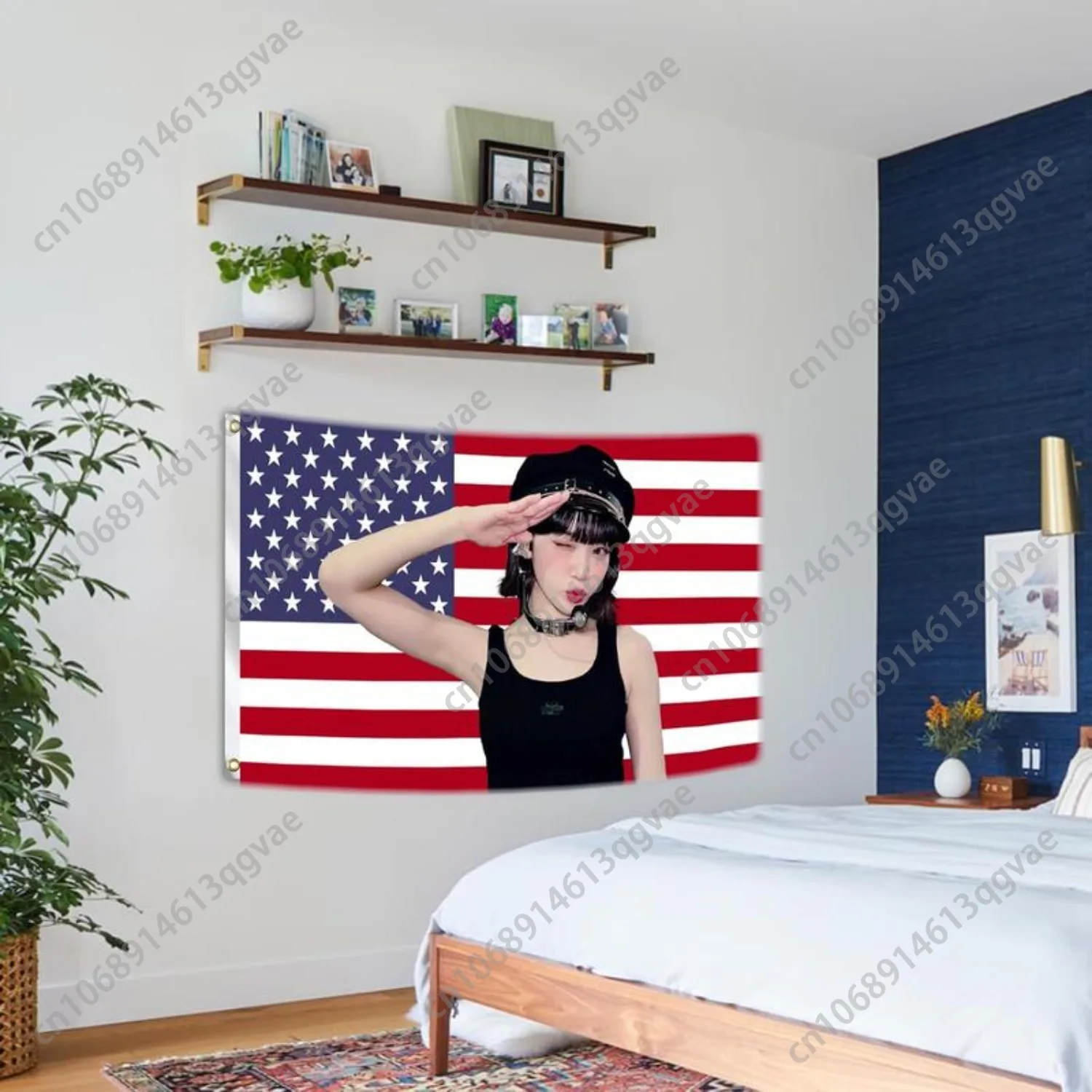 Kim Chaewone America Tapestry Chaewone USA Flag Poster American Flag Tapestry Bedroom Living Room Dorm Wall Custom Decoration
