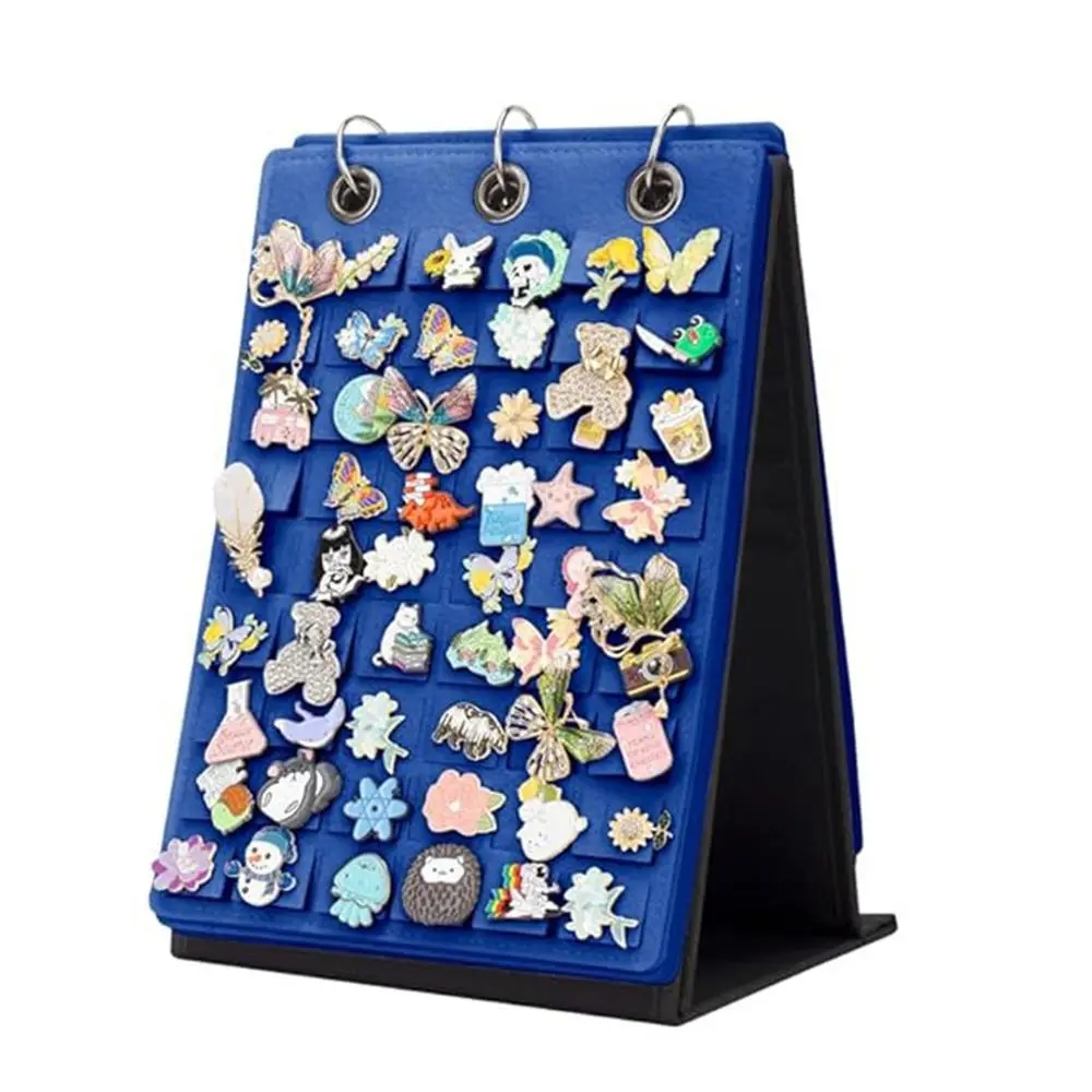 

Felt Pin Display Stand Flip Top Large Capacity Badge Display Cases Foldable 5 Pages Portable Pin Trading Book Home Accessory