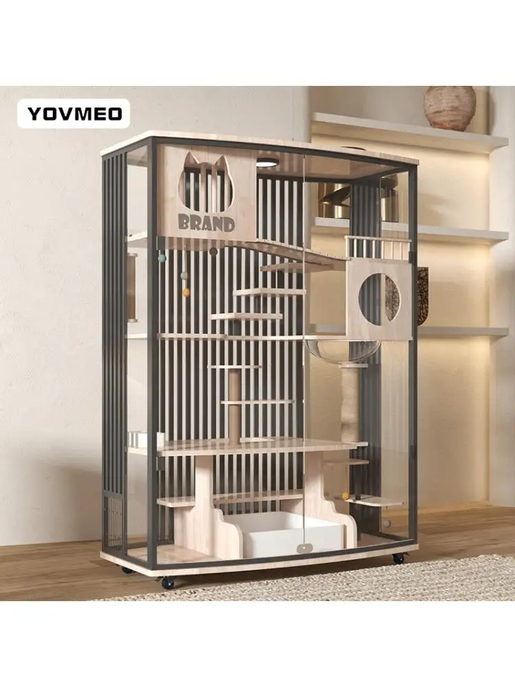 High-End Panoramic Cat Villa, Solid Wood Cat Cage, Cat Cabinet, Home & Luxury, Large Space, Pet Store Display Cabinet