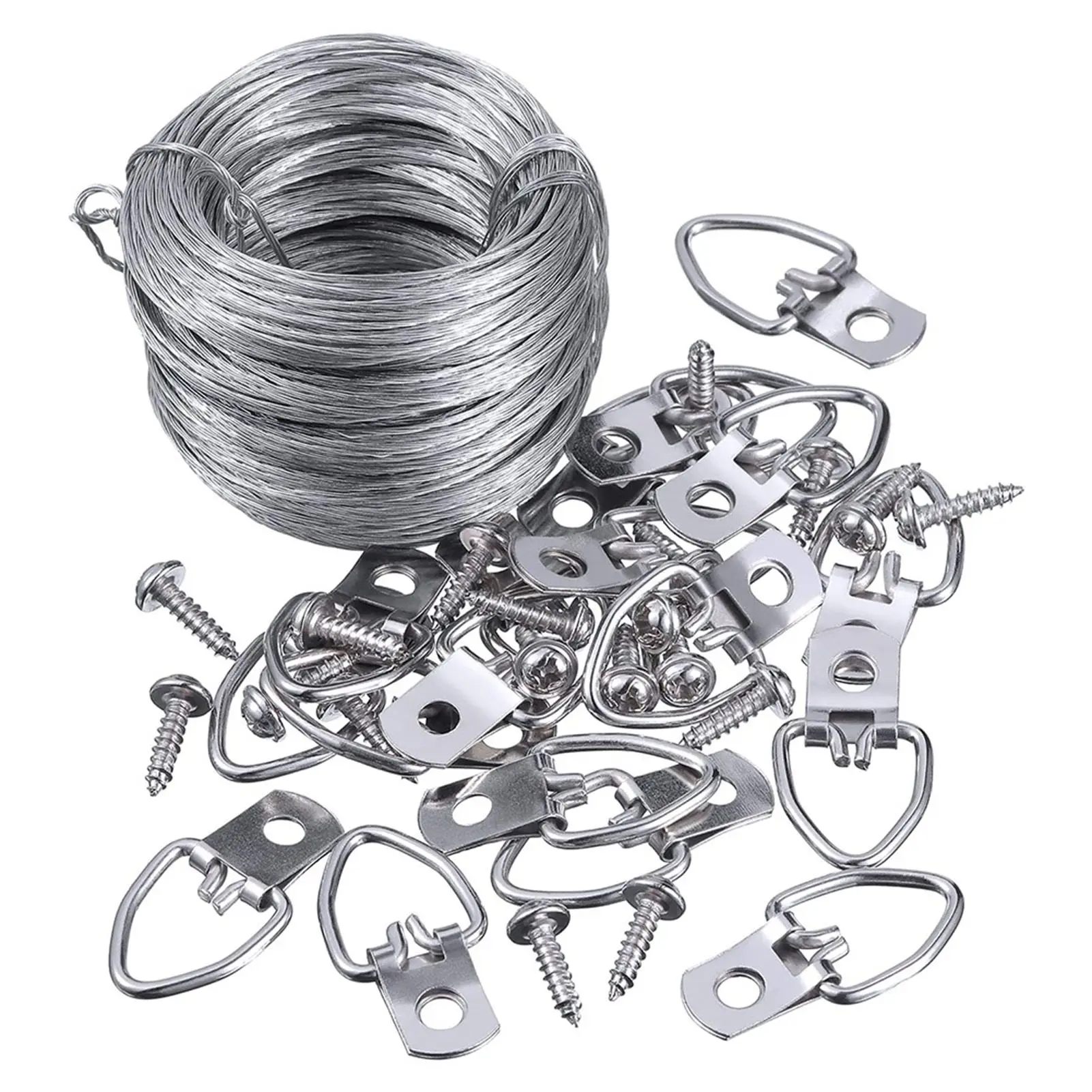 Picture Wire Hanging Kit Rust Resistant Metal Wire Supports Up to 30 lbs for Paintings Christmas Lights Clocks