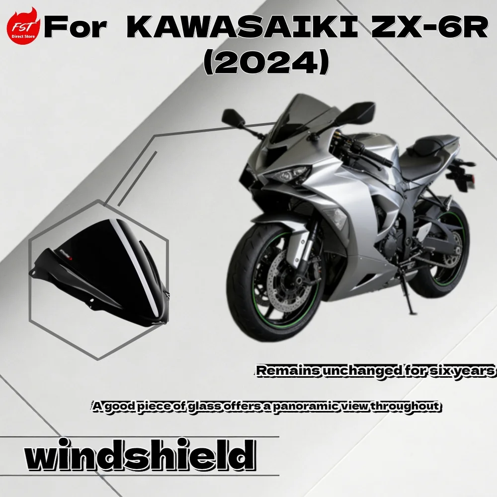 

Для Kawasaki Ninja ZX-6R ZX636 2024+ Высокое гоночное ветровое стекло из поликарбоната, модифицированный ветроотражатель