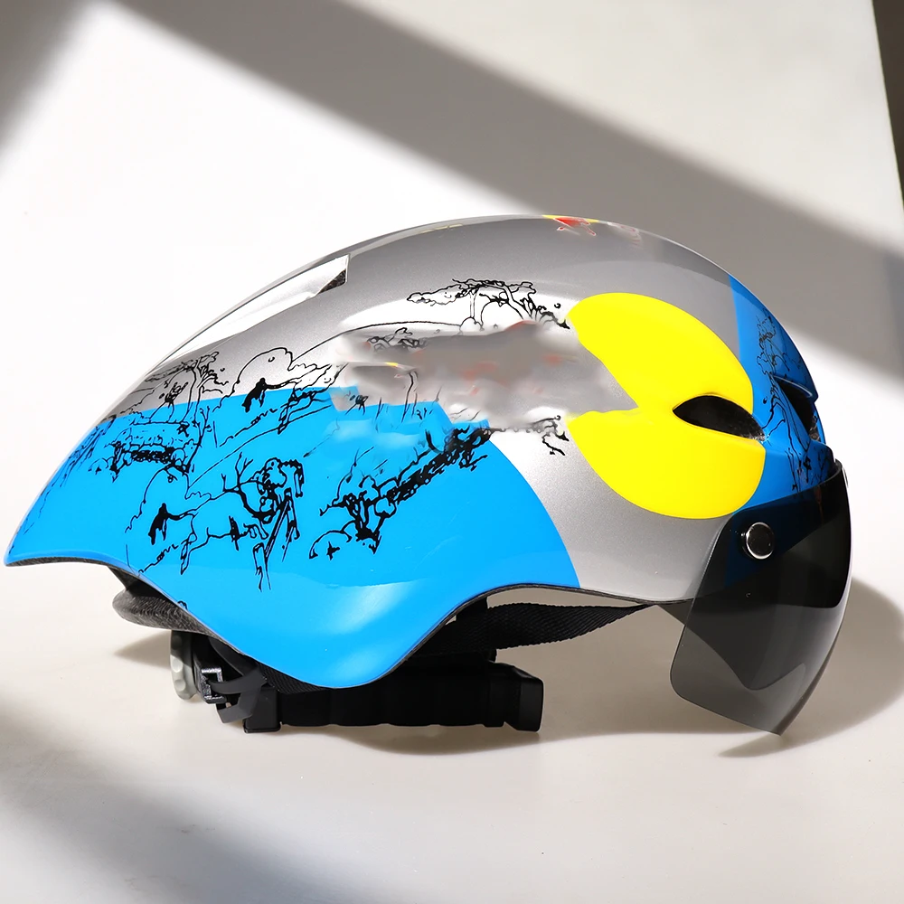 Triathlon Tri Aero TT Rennradhelm Brille Racing Radfahren Fahrrad Sport Sicherheit Titanrennen Fahrradhelm Fahrradbrille