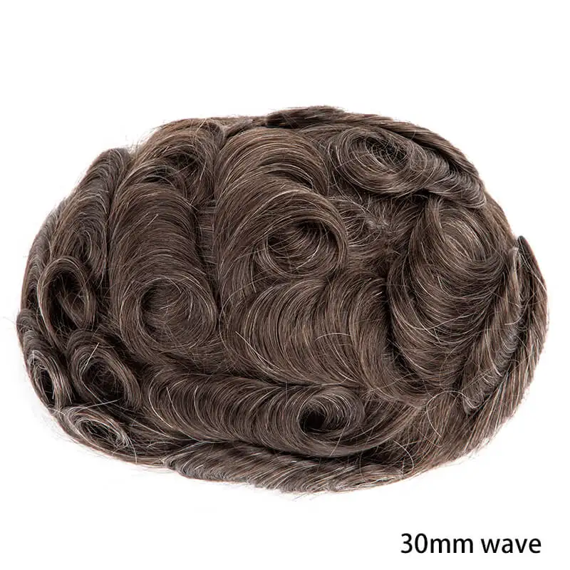 Peruca fina PU para homens, prótese de cabelo masculino, cabelo humano indiano, sistemas de pele, toupee, francês, 0,04mm