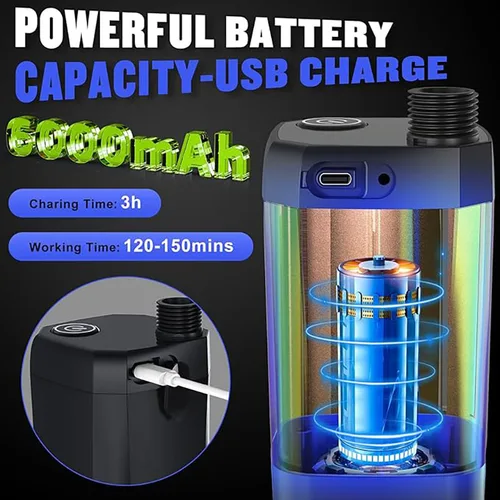 Imagen 2 del producto Ducha portátil para acampar, ducha de Camping recargable de 6000mAh con cabezal de ducha, bomba de ducha eléctrica con pantalla LED inteligente