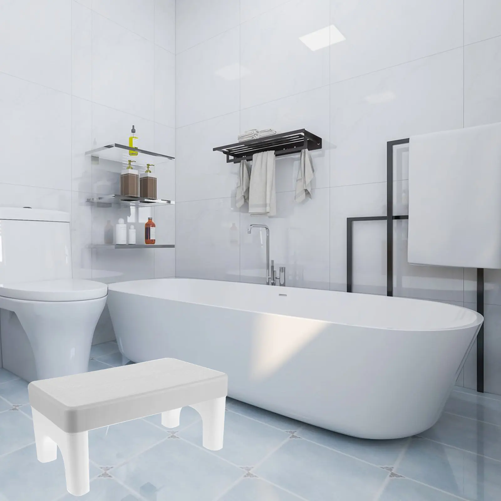 

Bathroom Stool Plastic Toilet Squatting Footstool Anti-Skid Step Stool for Adults Comfortable Toilet Footstool Bathroom Supply