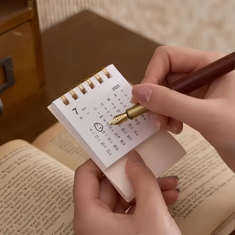 2026 Mini Simple Paper Desk Calendar Creative Portable Spiral-Bound Calendar for Time Planning Notebook Desktop Ornament
