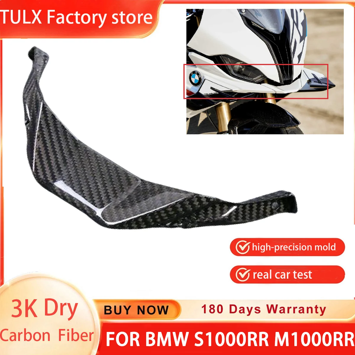

3K Dry Carbon Fiber For BMW S1000RR M1000R 2023 2024 Motorcycle Accessories Body Fairing Kits Front Spoiler Air Ducts Head Cover