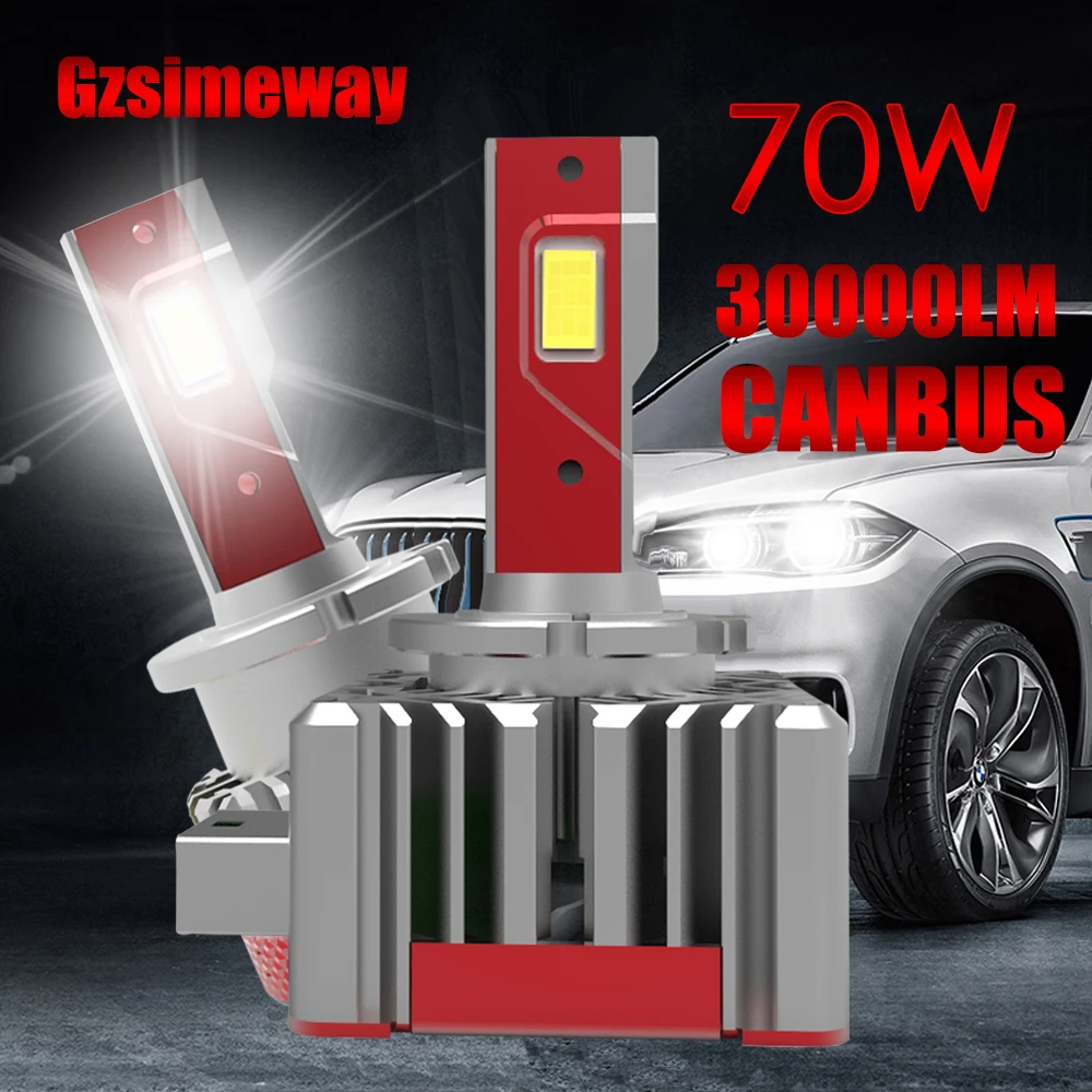 

Gzsimeway Car Light D1S D3S LED D2S D4S D5S D8S Canbus Auto Headlight Bulb 30000LM 70W 6000K Kit to Replace HID Conversion Lamps