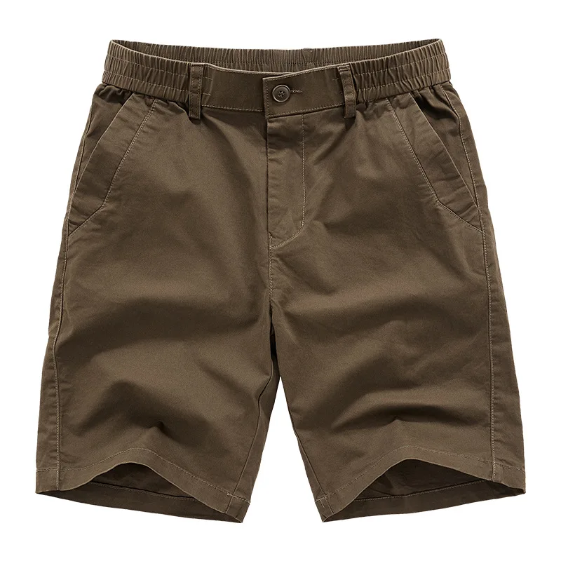 Men Cotton 100% Casual Shorts New Summer Man Elastic Waist Sportswear Jogger Pants Quality Male Straight Knee Length Pants 5XL