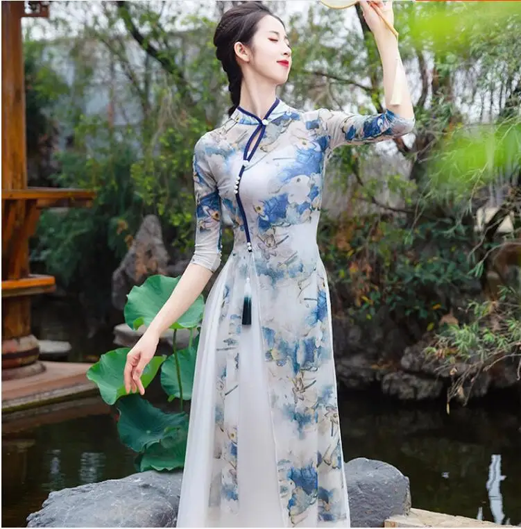 

Classical Dance Qipao Dance Costume Women's Chinese Style Ethnic Set