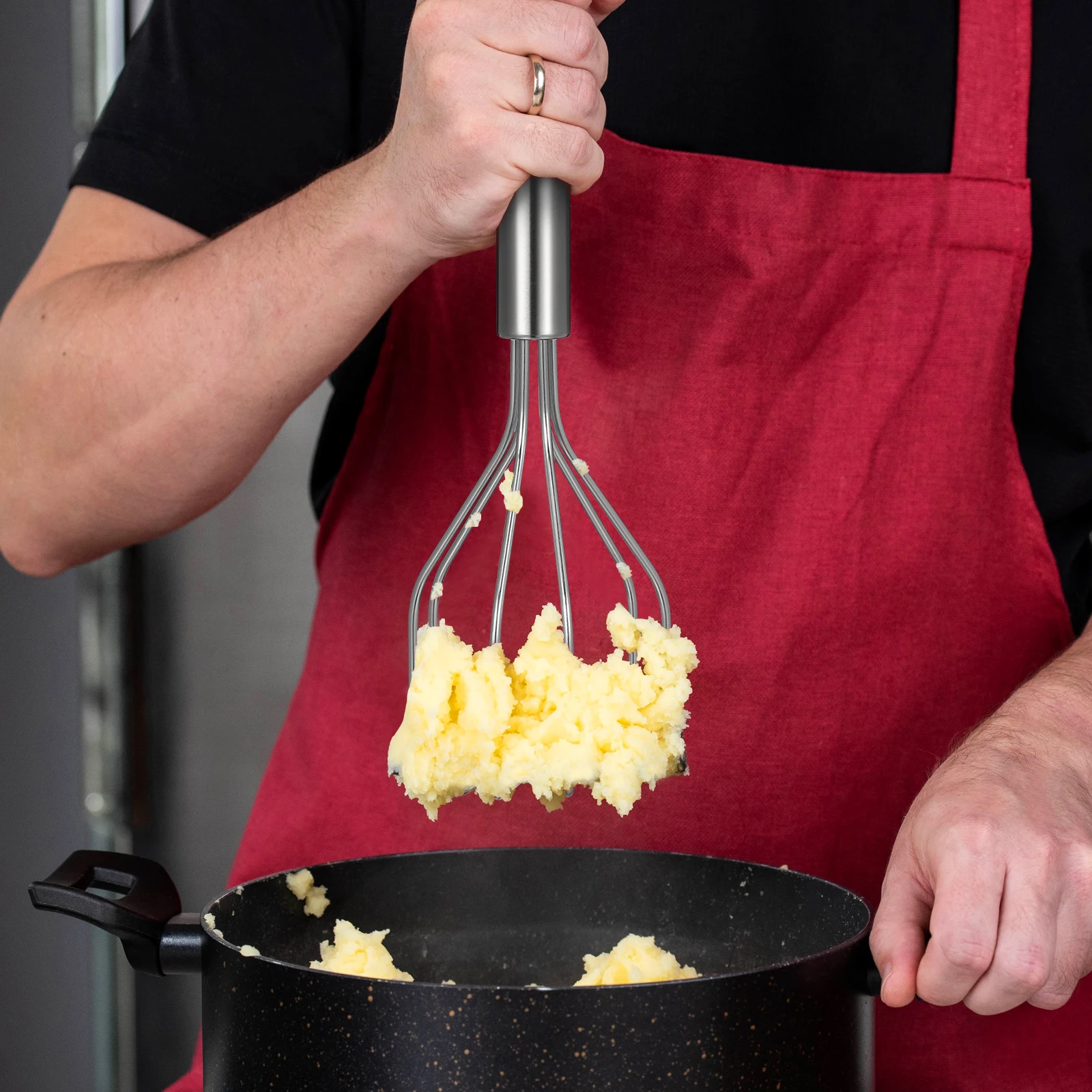 

Stainless Steel Potato Masher Long Handle Comfortable Grip Kitchen Supplies for Fruit Vegetable Puree Potato Masher