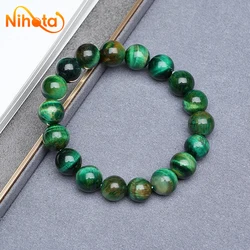 Natural Green Tiger Eye Stone Bracelet Homme Quartz Lava Tiger Eye Bracelet Made of Natural Stone Jewelry for Women 6/8/10/12mm