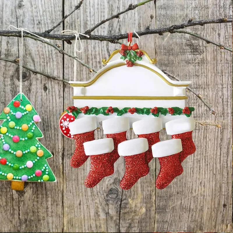 New DIY Personalised Christmas Xmas Tree Stocking Ornament Mantel Family Groups 2025 Holiday Decorations Natale Hanging Pendant