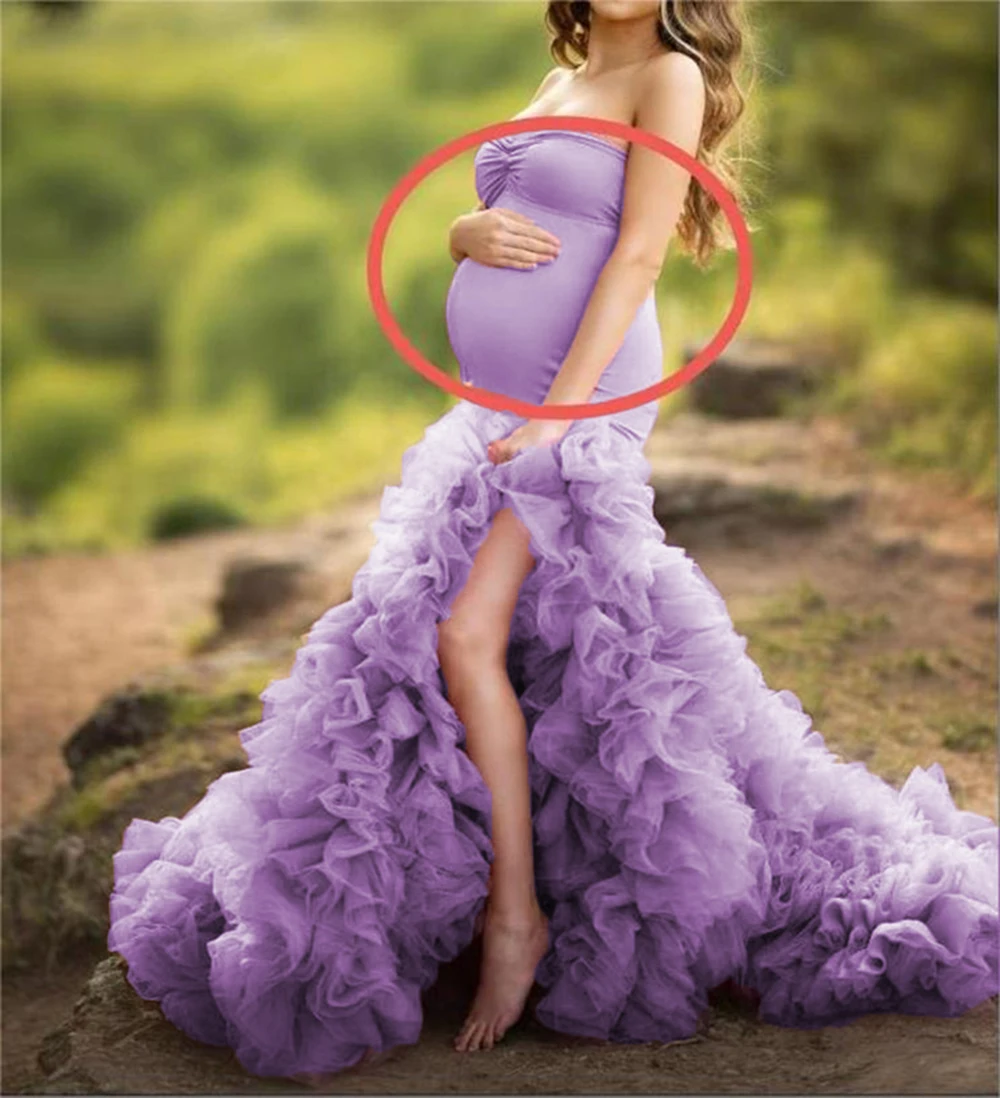 Maternity Gown Lace Maxi Dresses Women Clothes Photography Pregnancy Dress For Photo Shoot fluffy