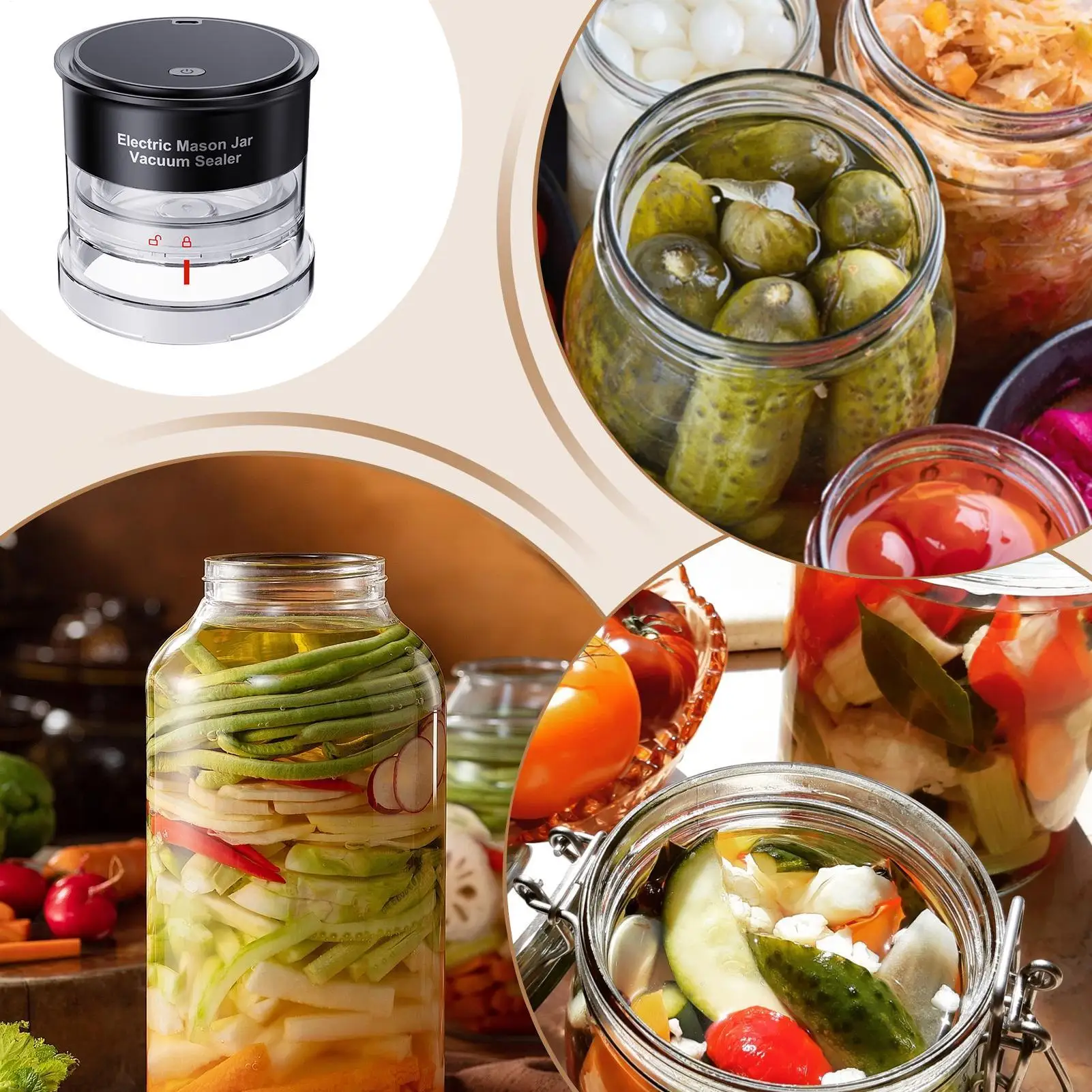 

Electric Jar Vacuum Sealer LED Digital Display Electric Sealing Device Canning Jar Vacuum Sealer For Dry Food Cereals Home