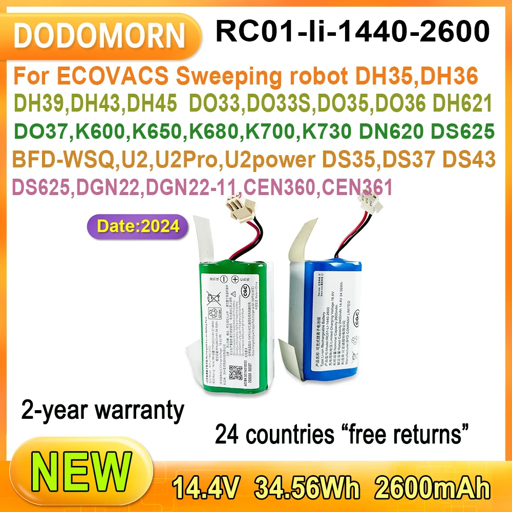 

New For ECOVACS Sweeping Robot K600,K650,K680,K700,K730,DN620,DS625,DH621,BFD-WSQ RC01-li-1440-2600 Internal Battery 34.56Wh