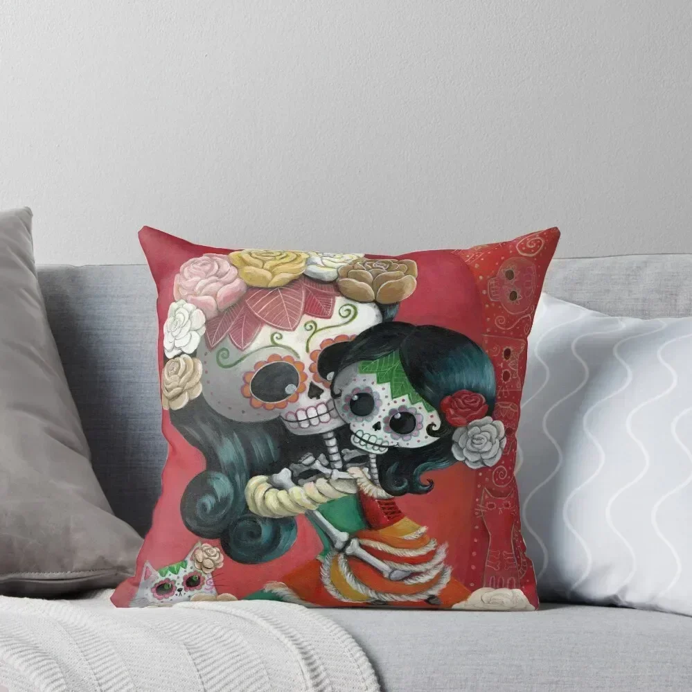 Mexican Skeletons Mother and Daughter Throw Pillow home decor items Decorative Cushion pillow