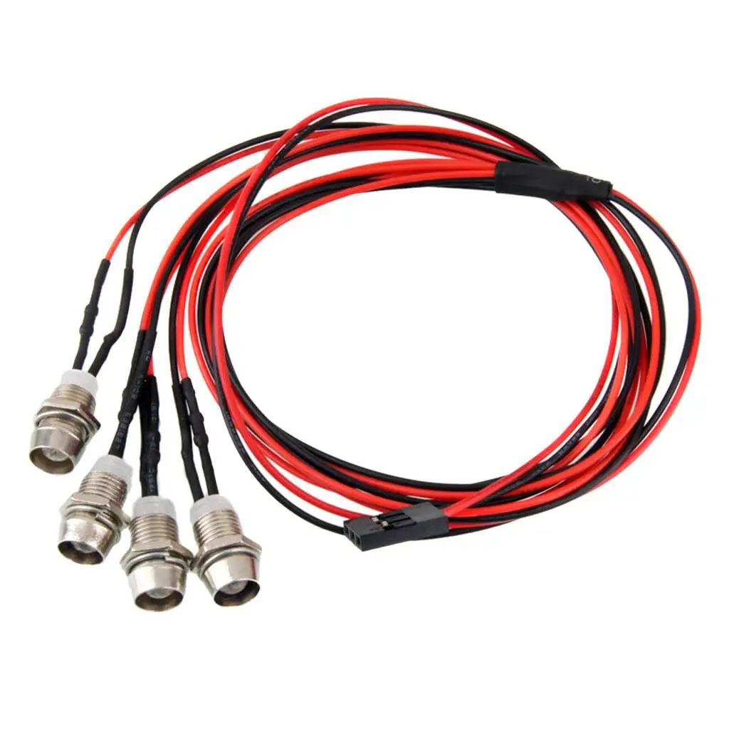 Kit Luci LED 5mm per Auto RC, Fari Rossi in Metallo per Camion Scala 1:14, Accessorio di Illuminazione