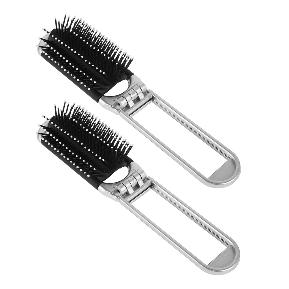 

2pcs Foldable Mirror Hair Brush Compact Glass Comb Travel Purse Styling Tools Bristles HighDefinition Mirror Multiple