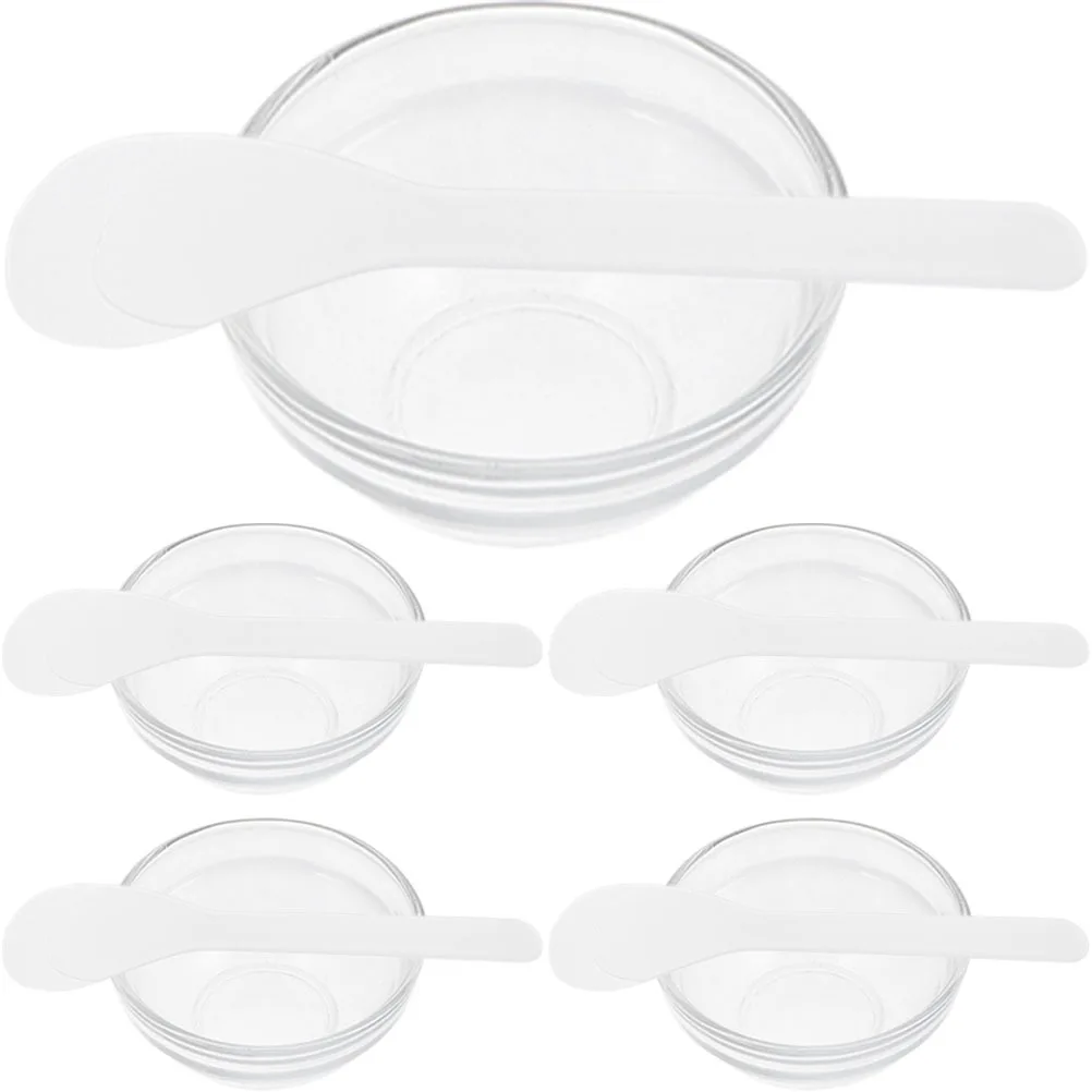 

5Sets Facial Mask Glass Mixing Bowl DIY Mask Tool Small Clear Bowl Essential Oil Glass Holder Beauty Care Essential Oil Holder